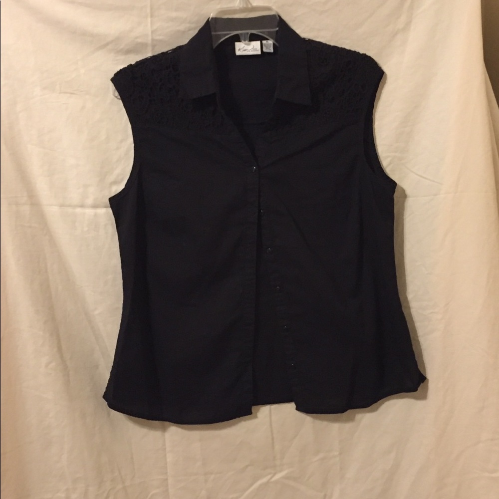 Lacy Black Button Down Blouse.